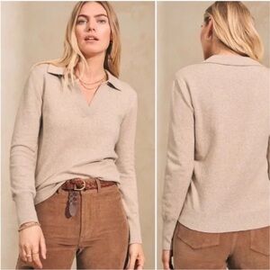 Faherty Women's Cream V-Neck Sweater